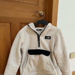 The North Face White and Black Sherpa Hoodie